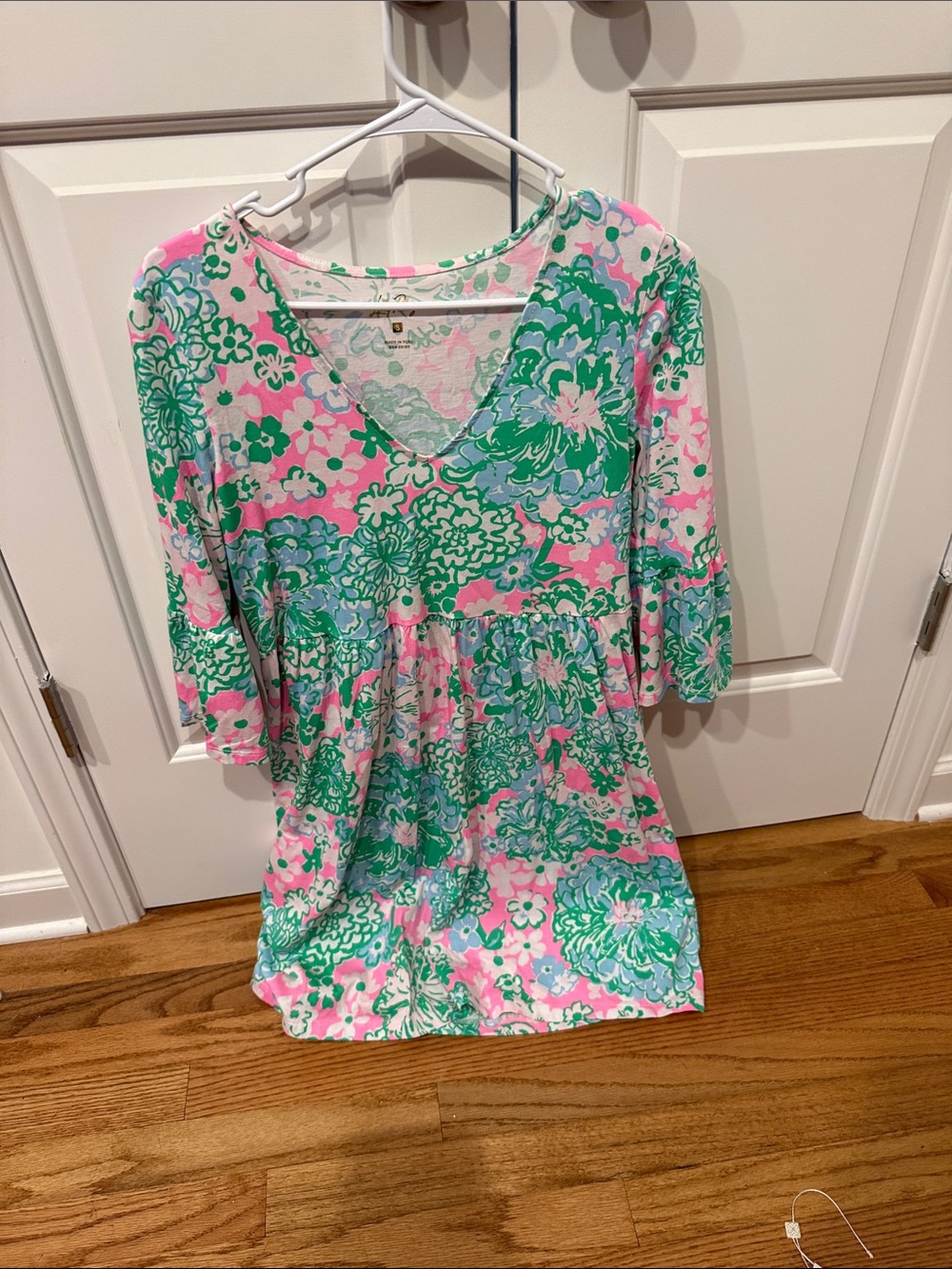 Lilly Pulitzer Pink & Green Floral V-Neck Tunic